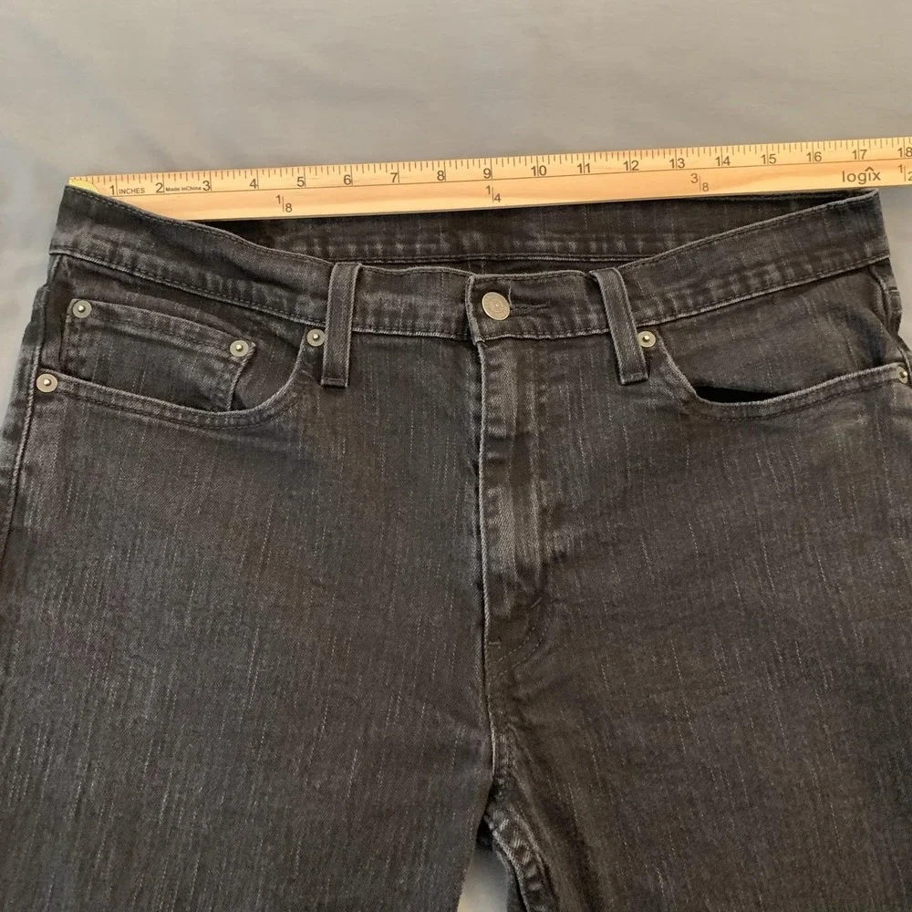 Levis 514‎ Jeans Mens 36x32 Gray Charcoal Wash Straight Leg Stretch Denim Pants